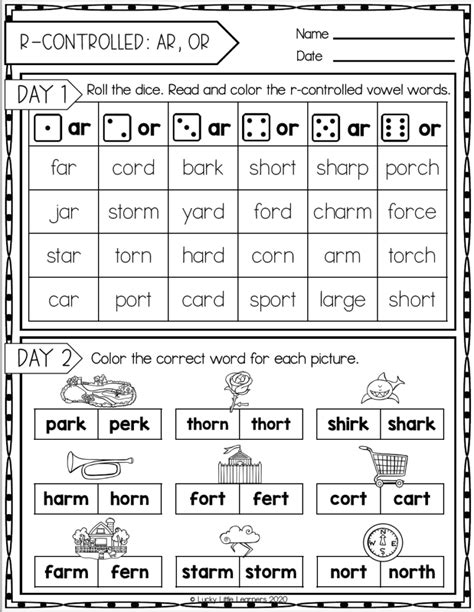 r controlled vowels worksheet grade 3